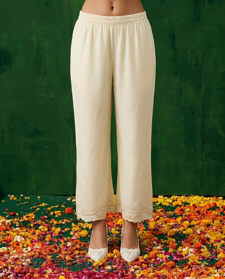 Yellow Embroidered Cotton Satin Co-Ord Set