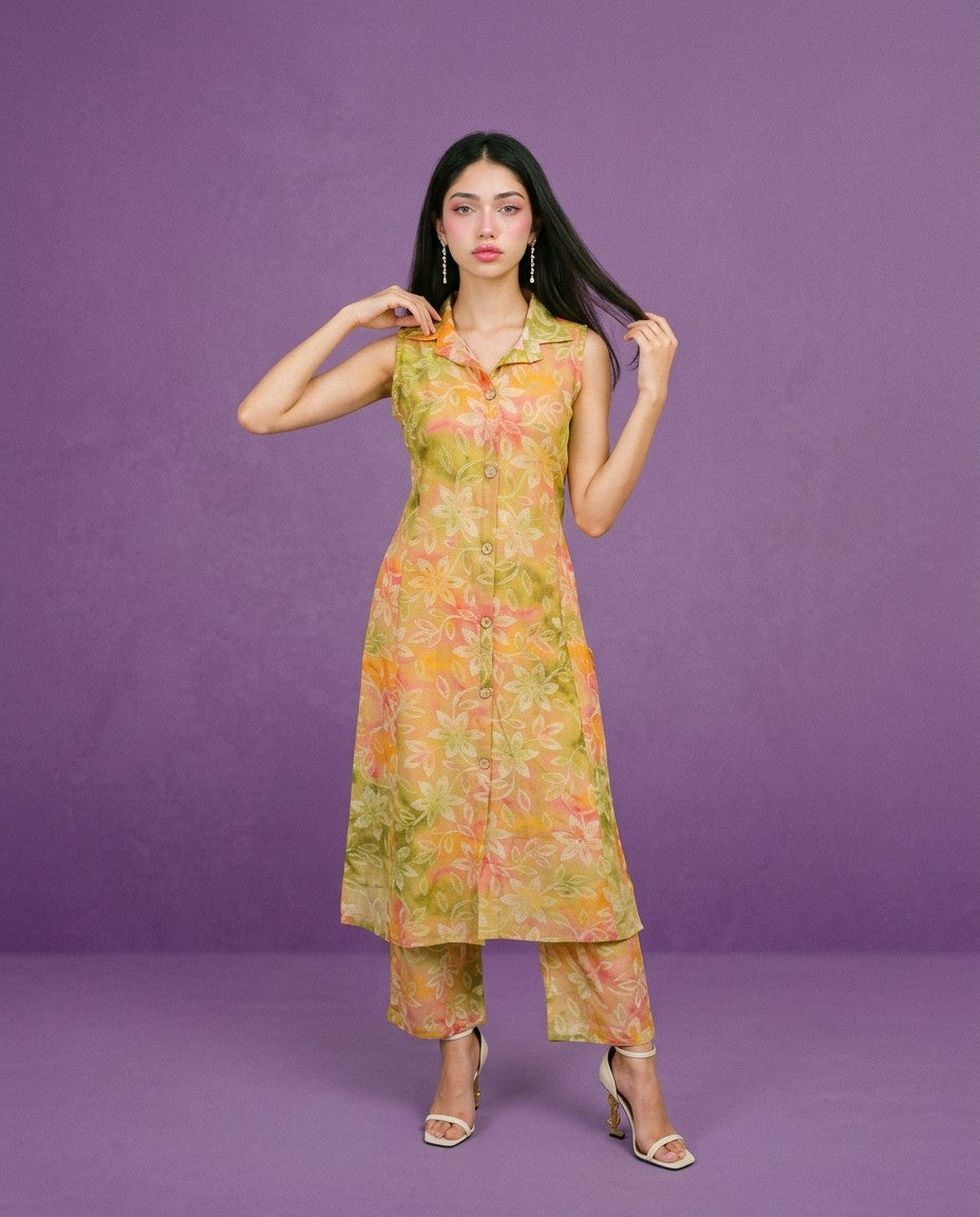 Multi-Colour Printed Viscose Blended Co-Ord Set