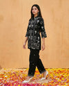 Black Embroidered Cotton Satin Co-Ord Set