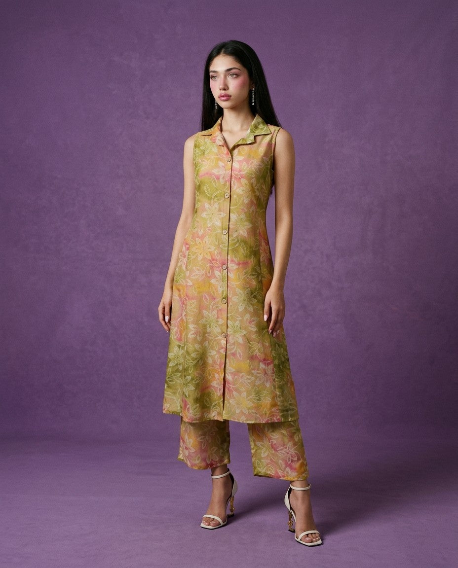 Multi-Colour Printed Viscose Blended Co-Ord Set