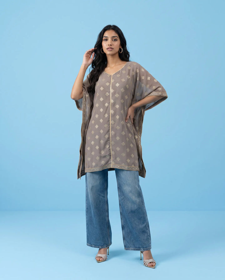 Grey Printed Georgette Kaftan