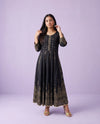 Black Printed Rayon Maxi Dress