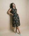 Forest Green Printed Viscose Blended Midi Dress