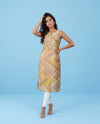 Beige Viscose Blended Sleeveless Straight cut Long Kurta