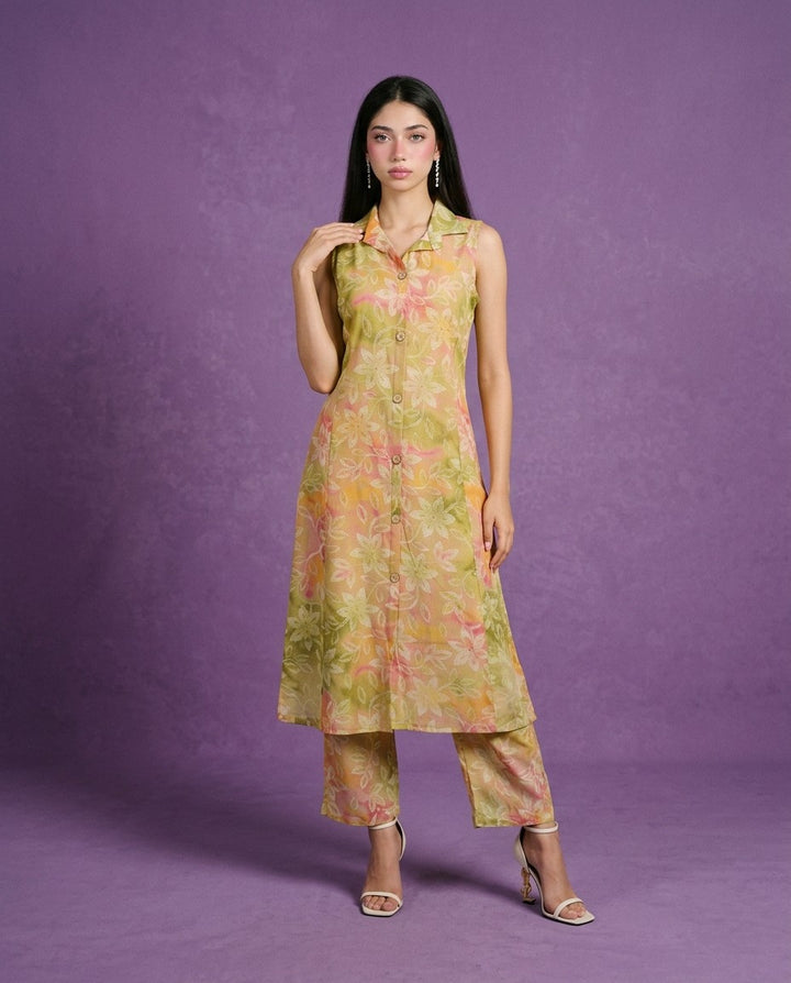 Multi-Colour Printed Viscose Blended Co-Ord Set