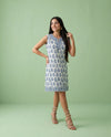 Blue Printed Pure Cotton Hand-Block Printed Midi Dress