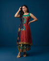 Navy Printed Viscose Blended Sleeveless Maxi Dress
