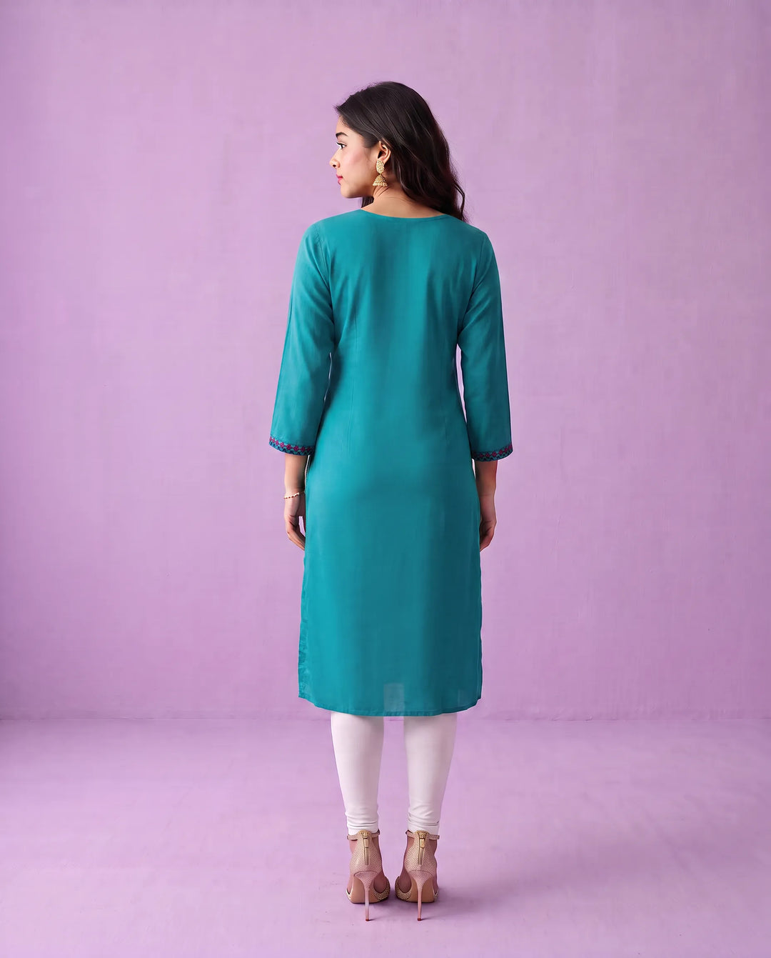 Rama Embroidered Cotton Straight cut Long Kurta