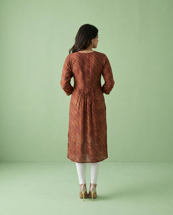 Maroon Embroidered Viscose Blended Straight cut Long Kurta