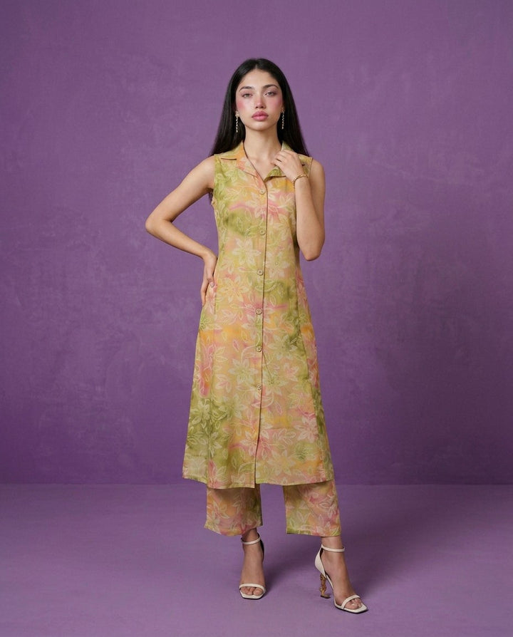Multi-Colour Printed Viscose Blended Co-Ord Set