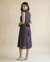 Purple Printed Viscose Blended Midi Dress