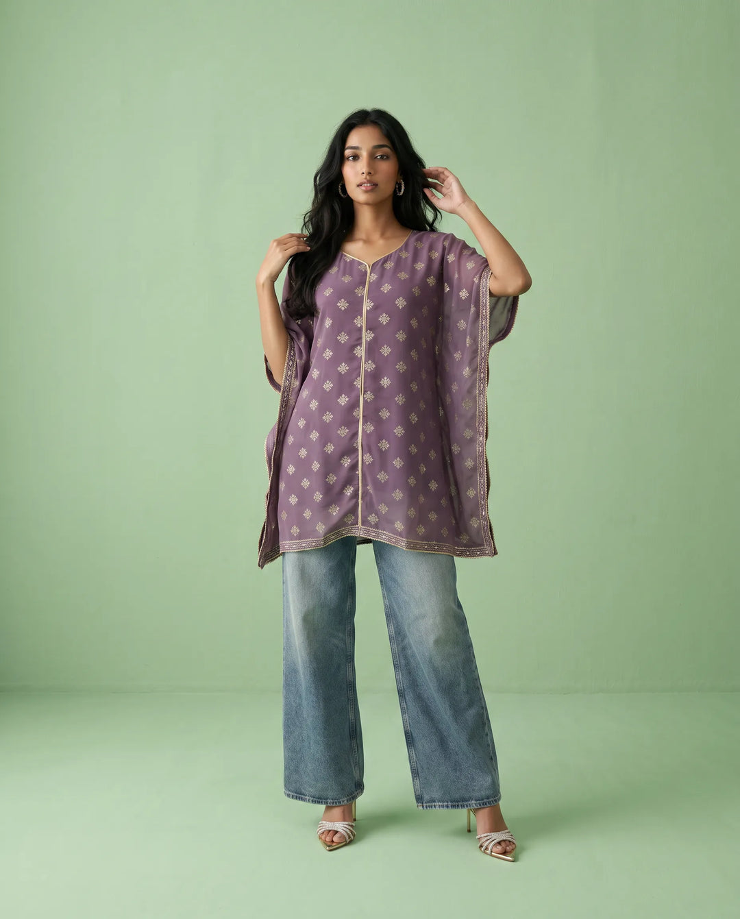 Purple Printed Georgette Kaftan