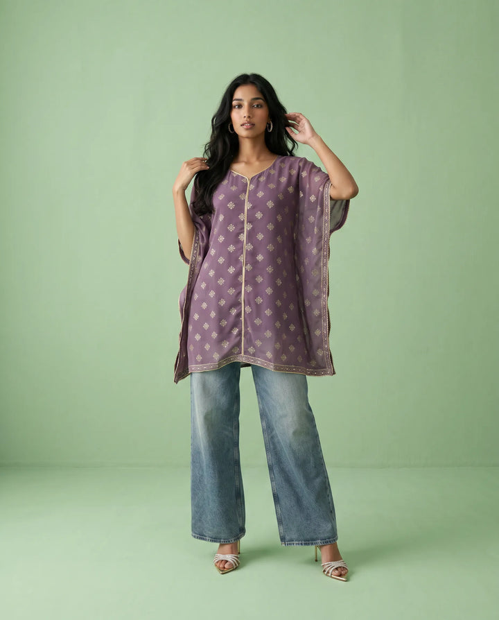 Purple Printed Georgette Kaftan