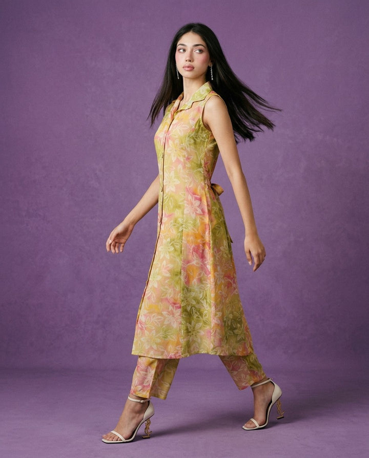 Multi-Colour Printed Viscose Blended Co-Ord Set