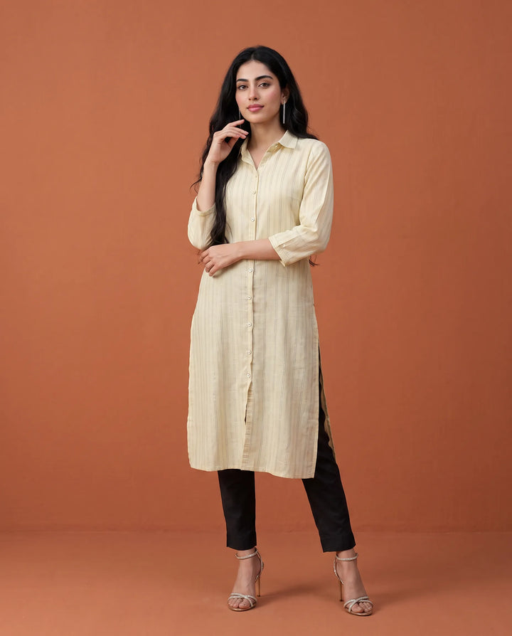 Lemon Printed Straight cut Long Kurta