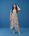 Grey Printed Rayon Maxi Dress