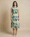 Multi-colour Printed Cotton Blended Midi Dress