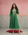 Green Embriodered Rayon Maxi Dress
