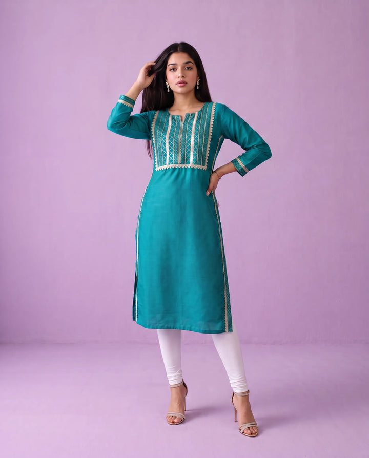 Rama Printed Silk Blended Straight cut Long Kurta