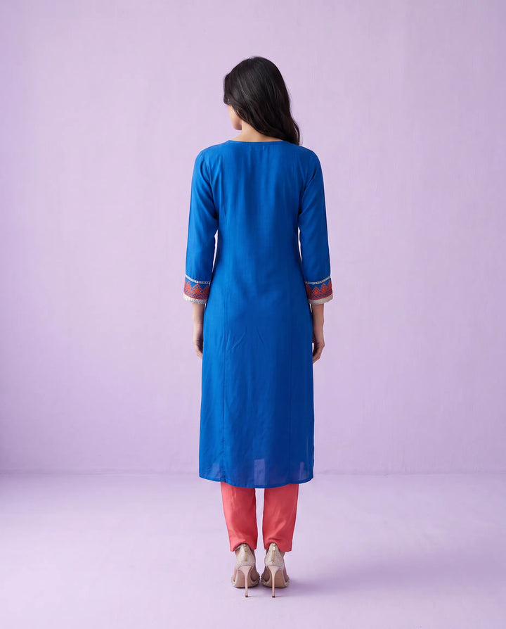 Royal Embroidered Rayon Straight cut Long Kurta