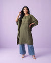 Olive Printed Viscose Blended Kaftan