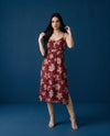Maroon Printed Viscose Blended Spaghetti Strap Straight Cut Long Kurta
