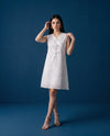 White Embroidered Korean Style Cotton Midi Dress