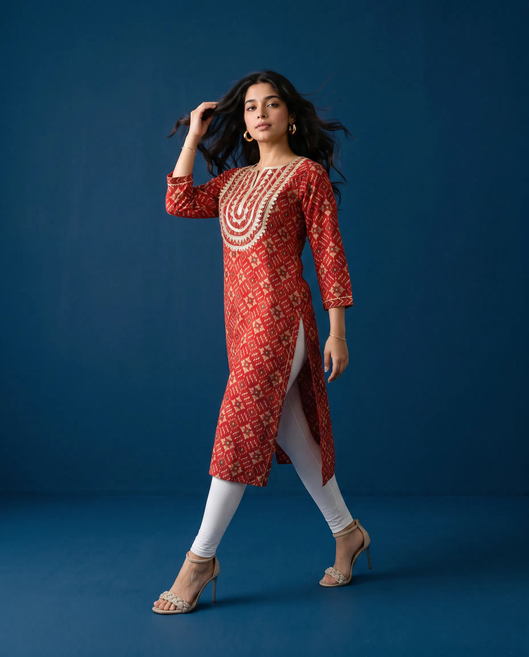Maroon Printed Viscose Blended Straight cut Long Kurta