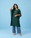 Green Printed Viscose Blended Kaftan