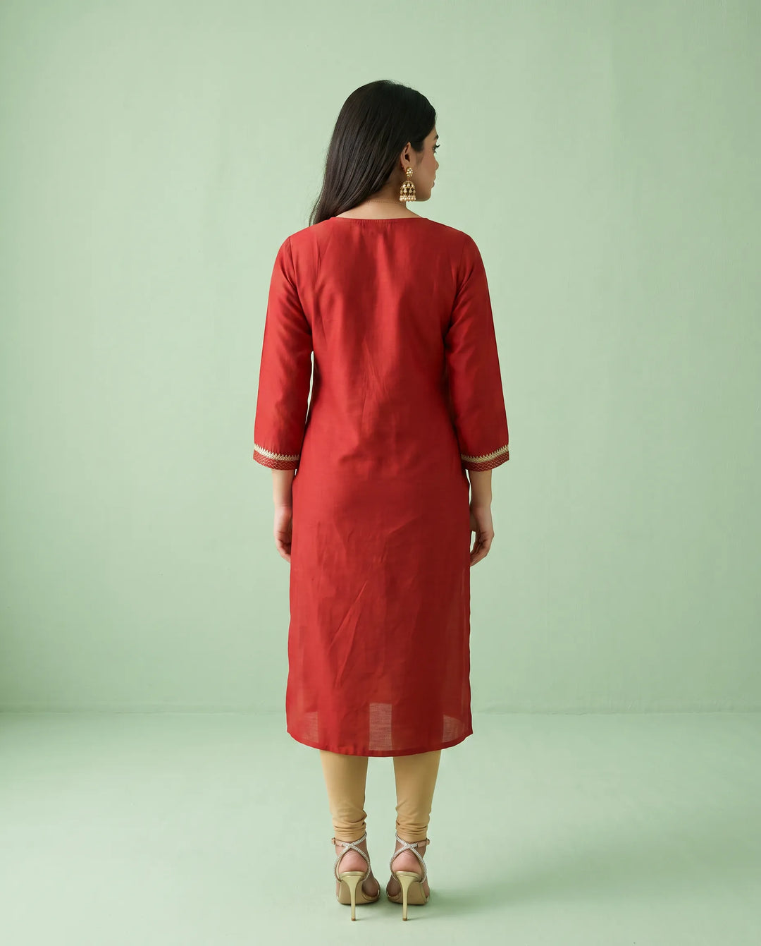 Maroon Printed Silk Blended Straight cut Long Kurta