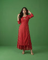 Red Printed Viscose Blended Maxi Dress