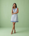 Blue Printed Pure Cotton Hand-Block Printed Midi Dress