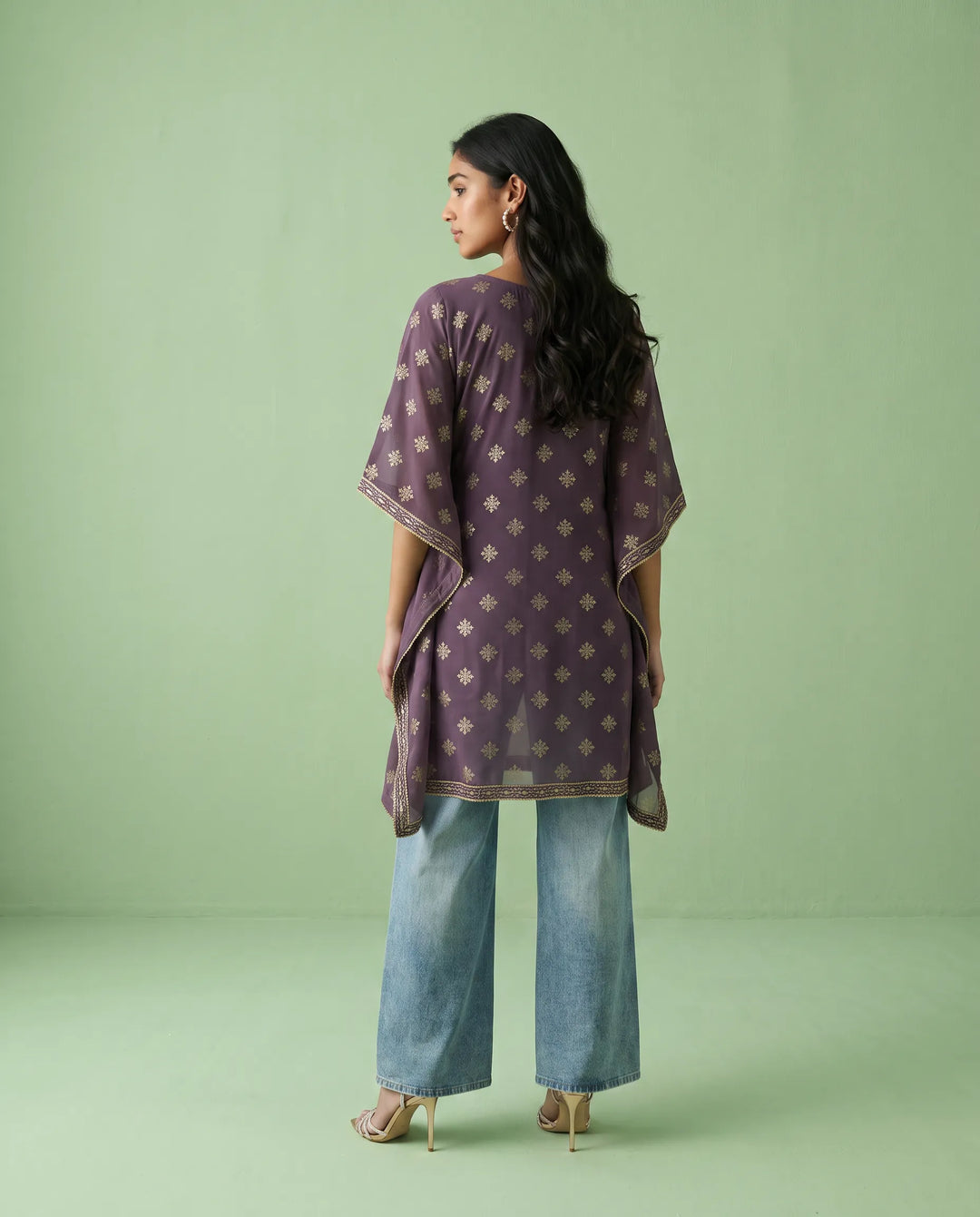 Purple Printed Georgette Kaftan