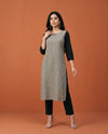 Grey Printed Rayon Straight cut Long Kurta