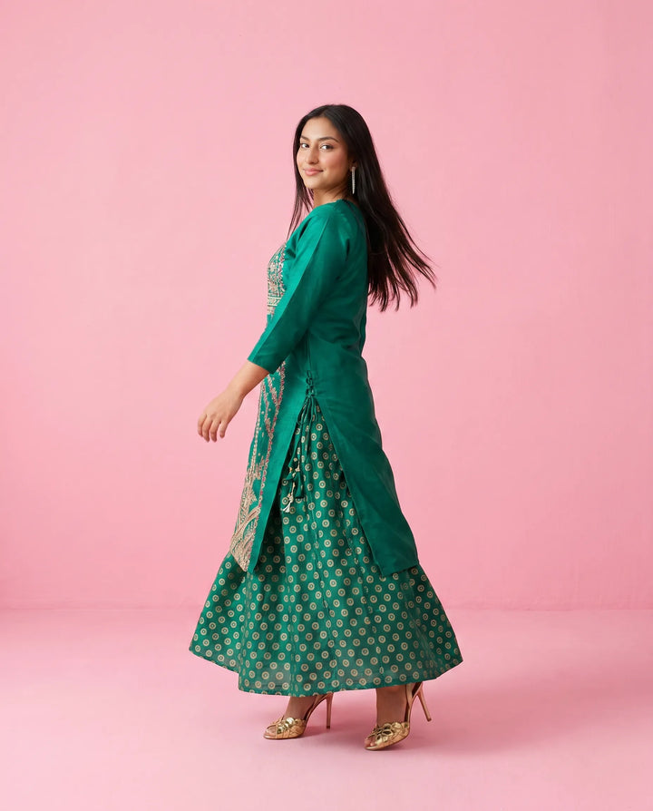 Rama Embriodered Silk Blended Maxi Dress