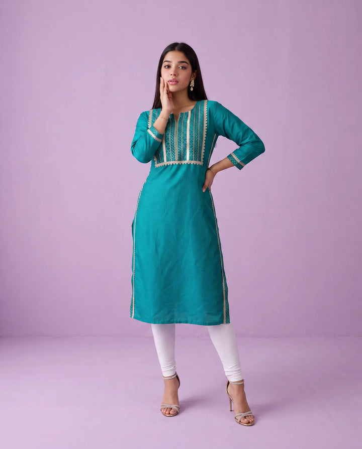 Rama Printed Silk Blended Straight cut Long Kurta