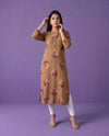 Brown Printed Rayon Straight cut Long Kurta