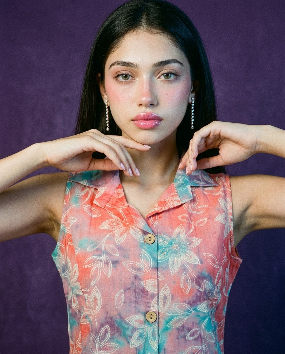 Pink Printed Viscose Blended Co-Ord Set