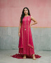Pink Printed Rayon Sleeveless Maxi Dress