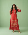 Red Printed Viscose Blended Maxi Dress