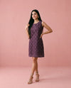 Purple Printed Cotton Midi Dress