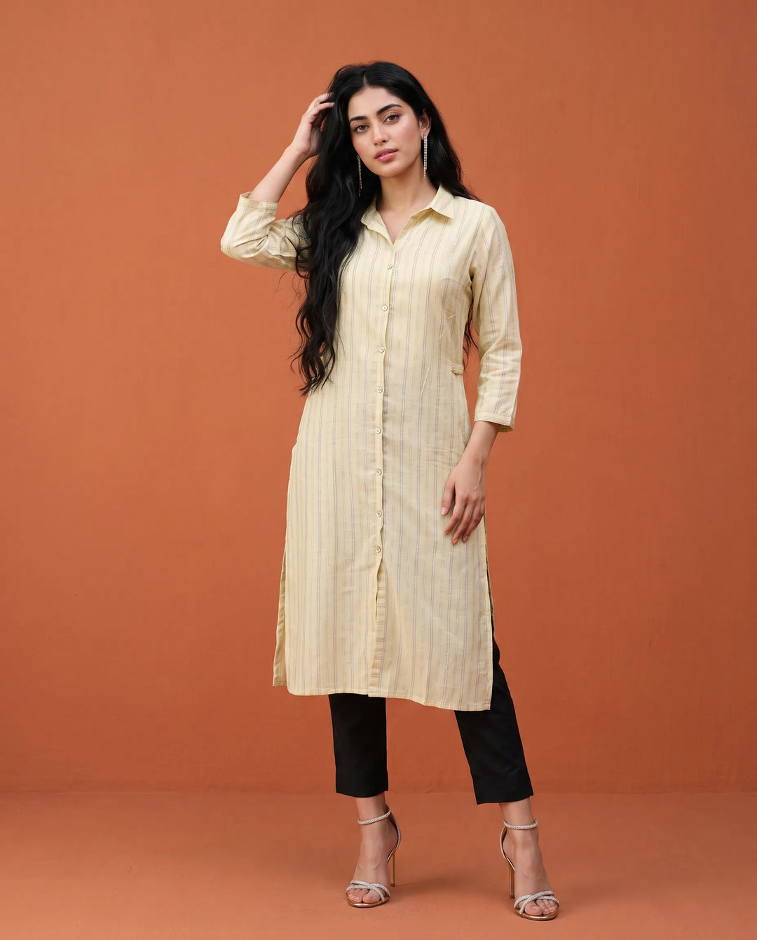 Lemon Printed Straight cut Long Kurta