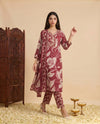 Magenta Printed Chanderi Kurta Bottom Dupatta Set