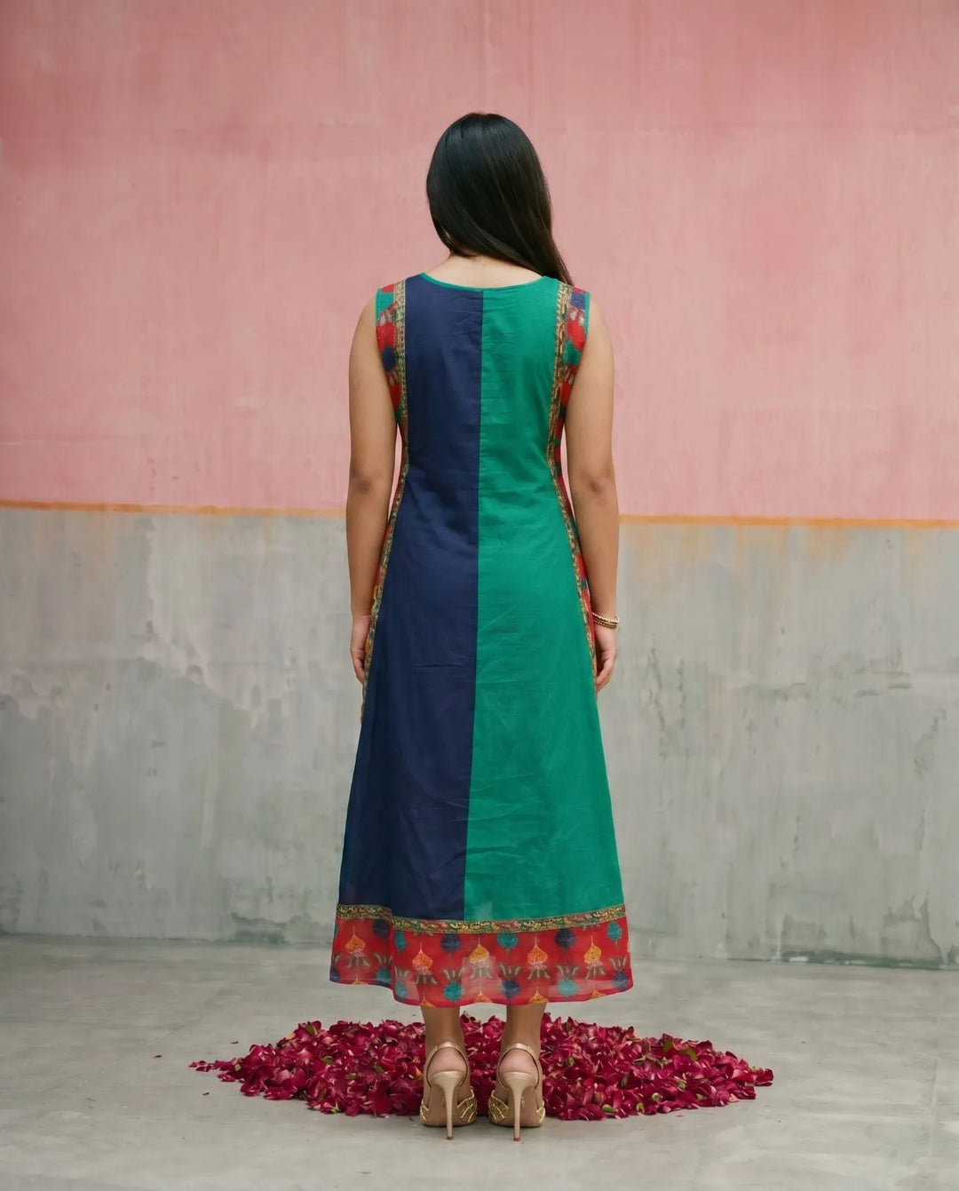 Multi Colour Printed Viscose Blended Sleeveless Maxi Dress
