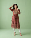 Maroon Embroidered Viscose Blended Straight cut Long Kurta