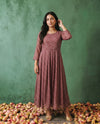 Peach Printed Georgette Maxi Dress