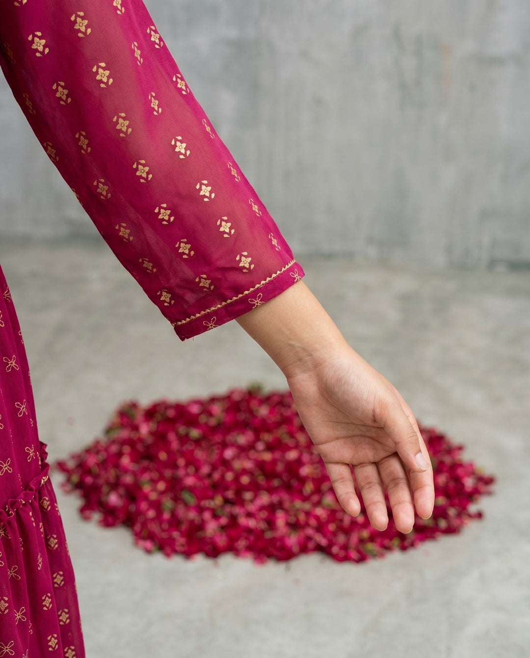 Pink Printed Georgette Maxi Dress