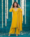 Yellow Embriodered Silk Blended Kurta Bottom Dupatta Set