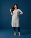 Grey Printed Straight cut Long Kurta