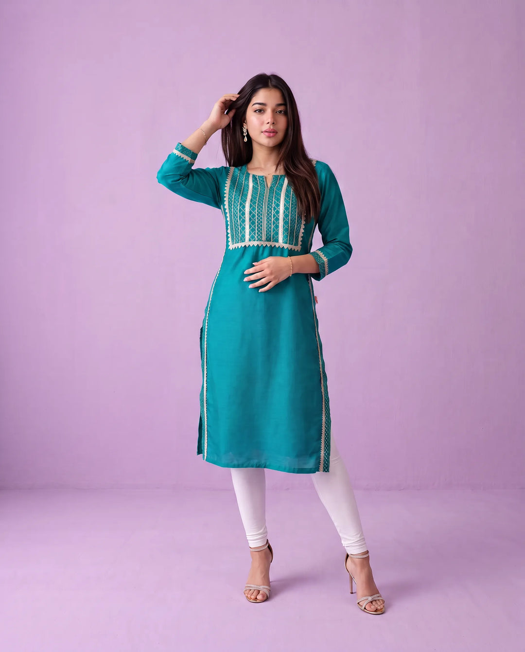 Rama Printed Silk Blended Straight cut Long Kurta